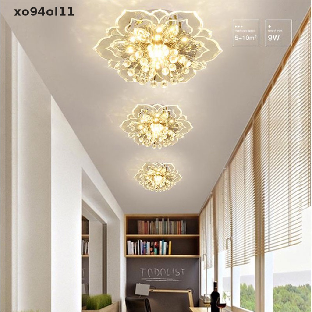 Xo 20cm 9W Modern Crystal LED Fitting Lampu Plafon Lorong Pendant Lamp Chandelier  Ol