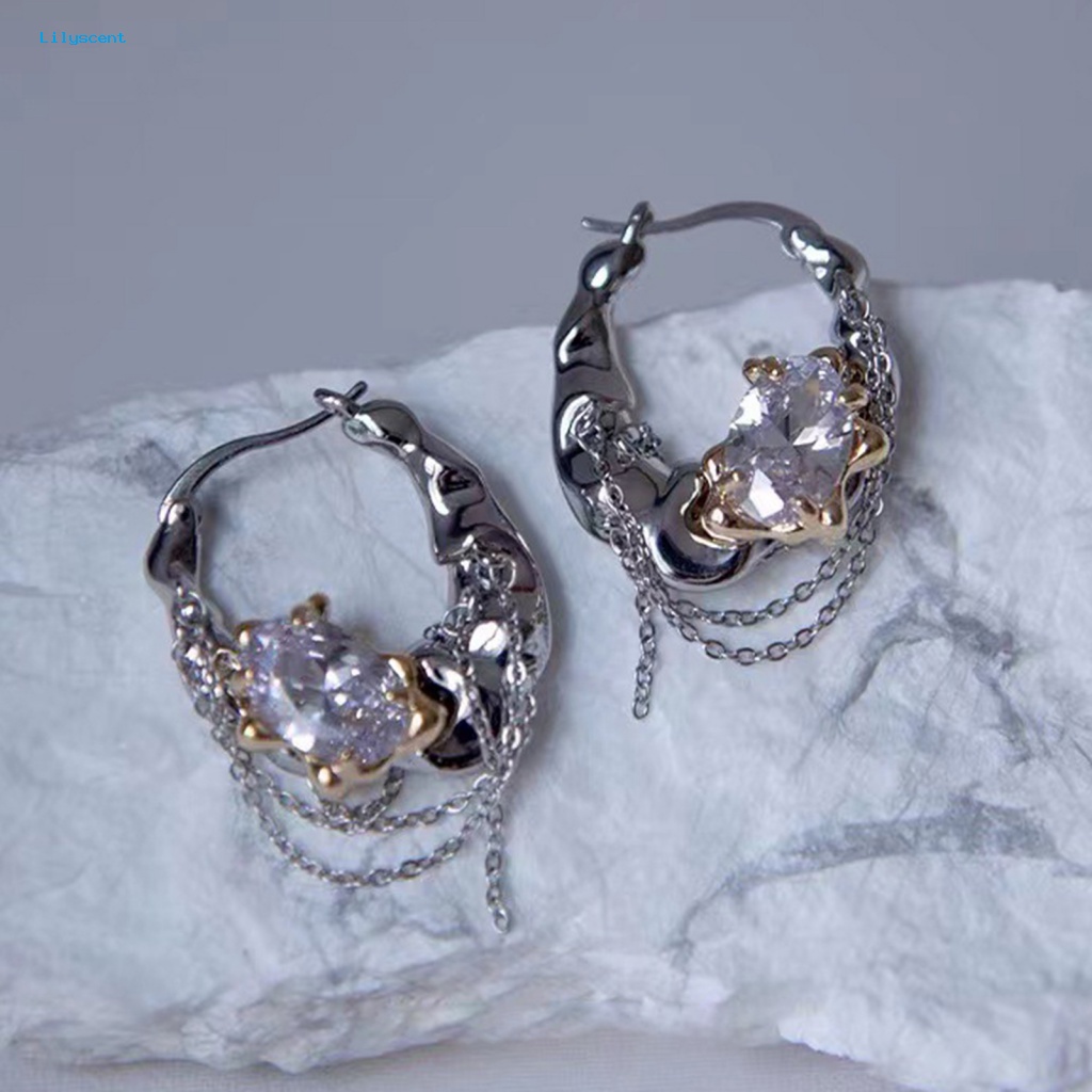 Lilyscent 1pasang Paduan Fashion Anting Gadis Hadiah Wanita Fashion Hoop Earrings Perhiasan Temperamen