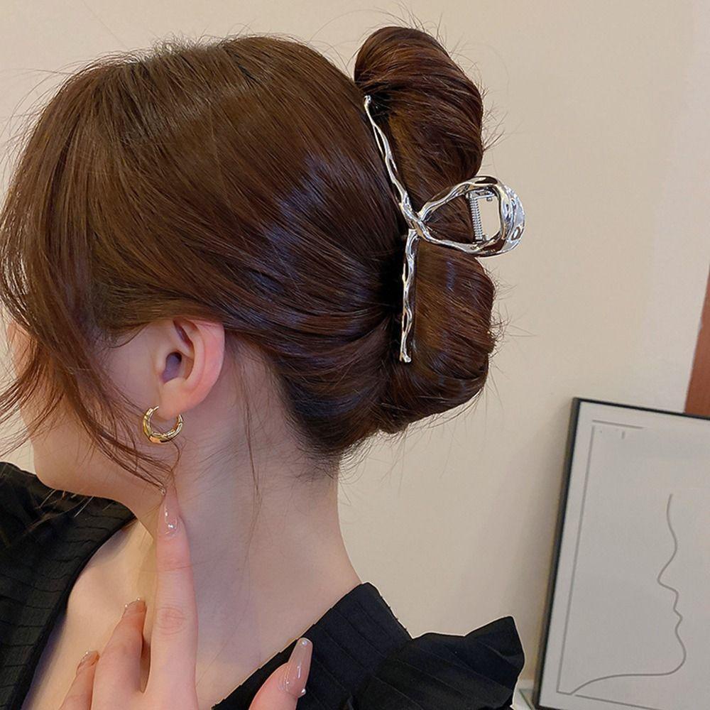 AUGUSTINA Temperamen Kepribadian Cakar Rambut Silang Untuk Gadis Hiasan Kepala Ponytail Holder Metal Untuk Wanita Women Hair Clips