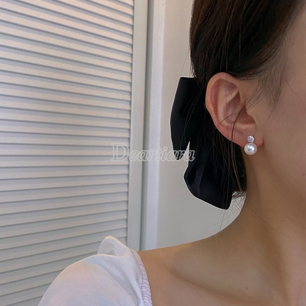 Modis Putaran Empat Cakar Zirkon Mutiara Imitasi Berlian Tunggal Anting Anting Earrings Untuk Putri Perempuan Anting Fashion