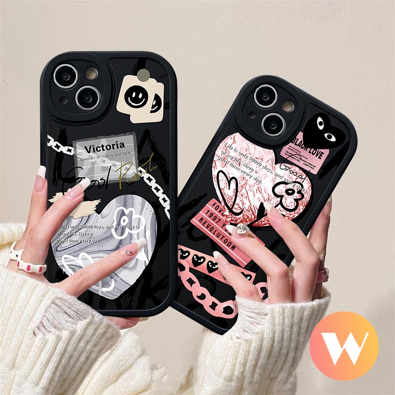 Ins Graffiti Love Heart Smile Case Infinix 10 9 Play Hot 10s 11s 11 10T Smart 5 6 Hot 10 Lite Note 8 Comme des Garcons Trendy Brand Soft Tpu Phone Cover