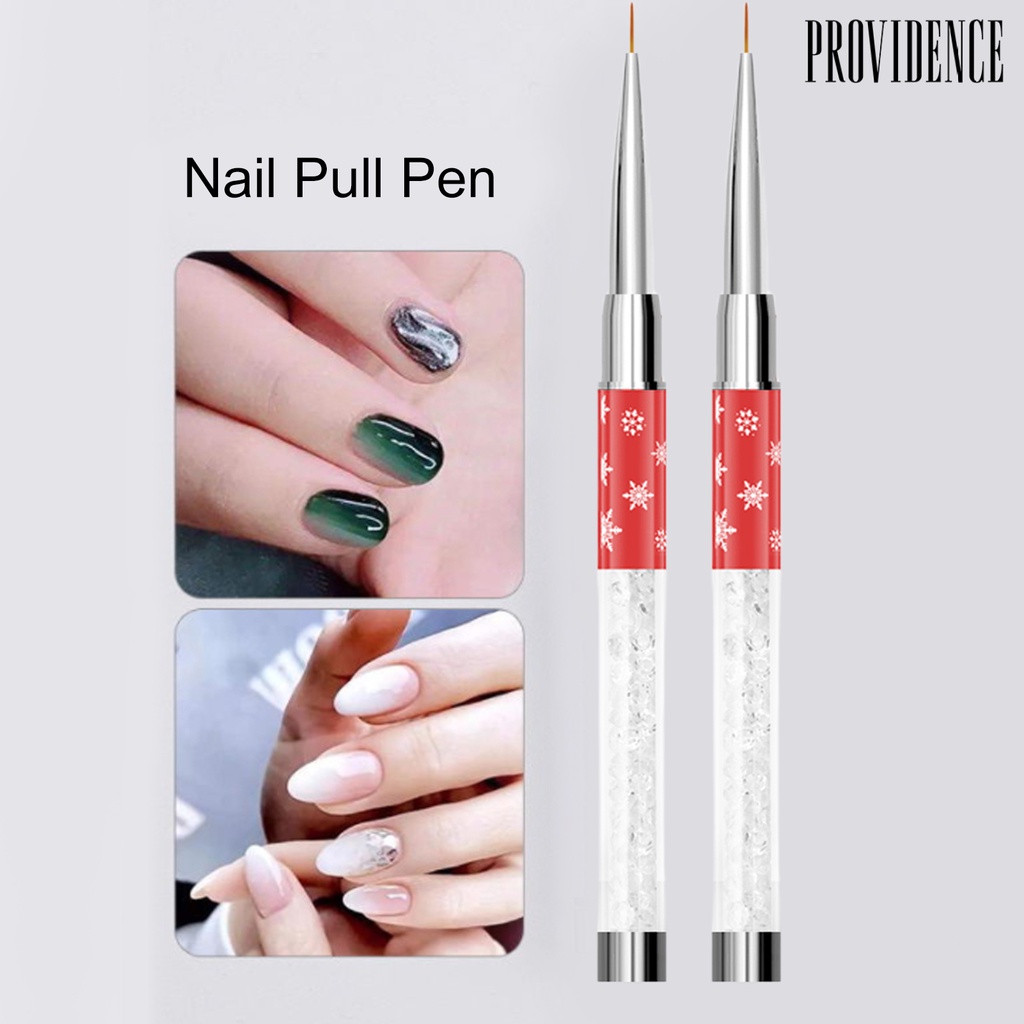 Providence Paku JemuranPen Snowflake Print Kristal Imitasi Titik Halus Non-slip Nyaman Grip Desain Kuku Profesional Nail Art Liner Brush Pen Alat Salon Kuku