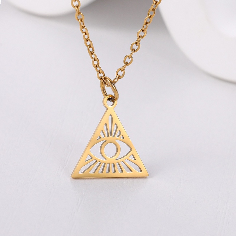 Z H Perhiasan Emas 18K 24K Gold S925 Perak Mata Dewa Setan Mata Liontin Pria Dan Wanita Fashion Anti Karat Kalung Retro Punk Hip Hop Aksesoris Pesta