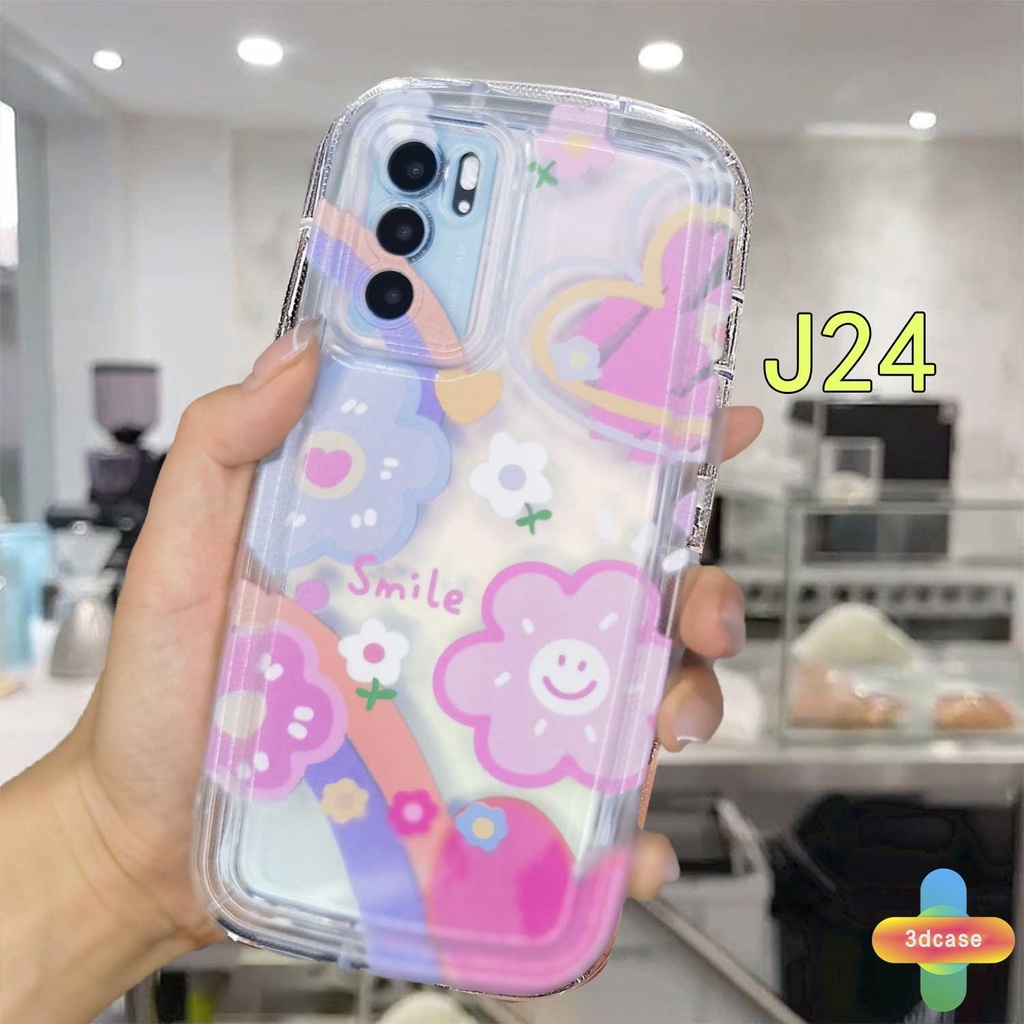 Casing OPPO A15 A54 A5S A77S A17 A17K A57 A3S A76 A96 A16 A95 A55 A7 A5 A9 A31 A53 A33 2020 A12 A12S A1K A12E A16E A16K A54S A53S A16S A77 A57S A57E A11S Reno 7 7Z 8Z 5 4 6 8 5F 5K 4F 4 5 06 Lite A74 A15S Cute Smile Flower Soft Airbag Soap Case