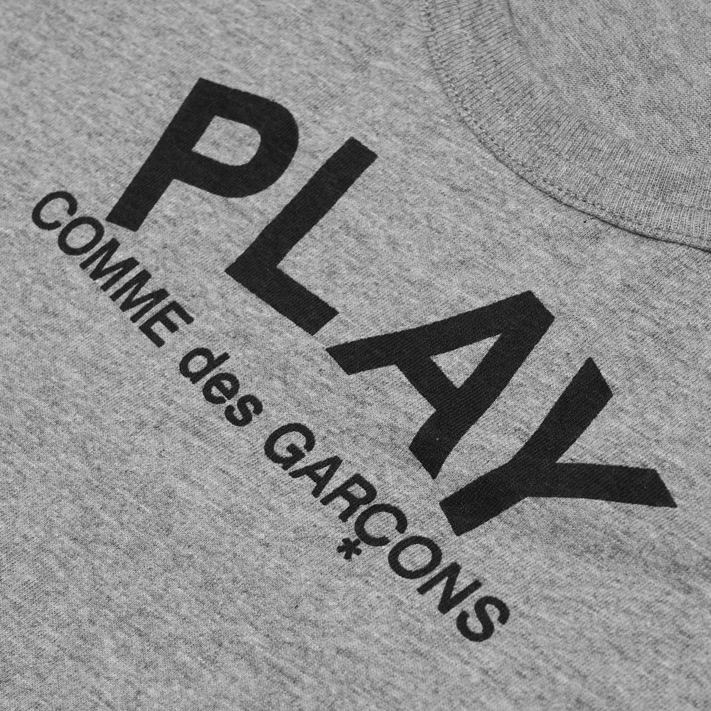 CDG Play Front Text T-Shirt Grey