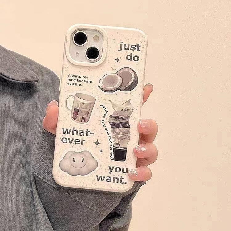 IPHONE Casing Ponsel Iphone11 ins Bahan Ramah Lingkungan Perlindungan Kamera Cocok Untuk Iphone14 13 12 14Plus Pro MAX 7 8Plus X XR XS MAX SE 12mini 13mini Model Empat Sudut Shockproof