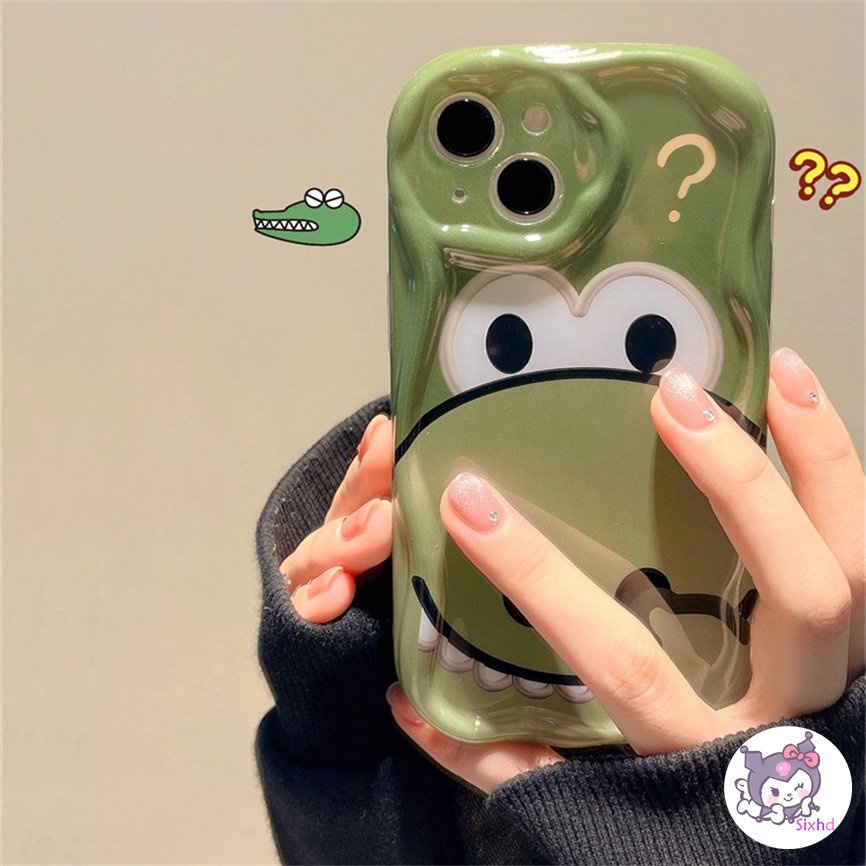 IPHONE Casing Kartun Dinosaurus Kompatibel Untuk Iphone14 13 12 11 Pro Max SE 2020 X XR Xs Max7 8 6 6s Plus 3D Cream Wave Edge Phone Case Lembut TPU Kamera Penutup Pelindung