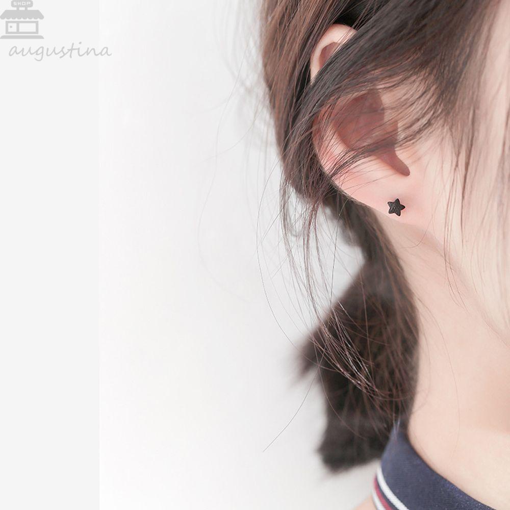 Agustinina Anting Pejantan Geometris Warna Solid Keren Pesta Pria Street Wear Alloy Lady Korea Earrings