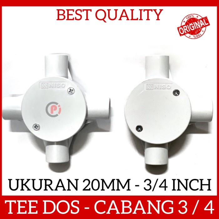 Tee Dos Tedus T Dus Cabang 3 / Cabang 4 Untuk Pipa Listrik 20mm 3/4 in
