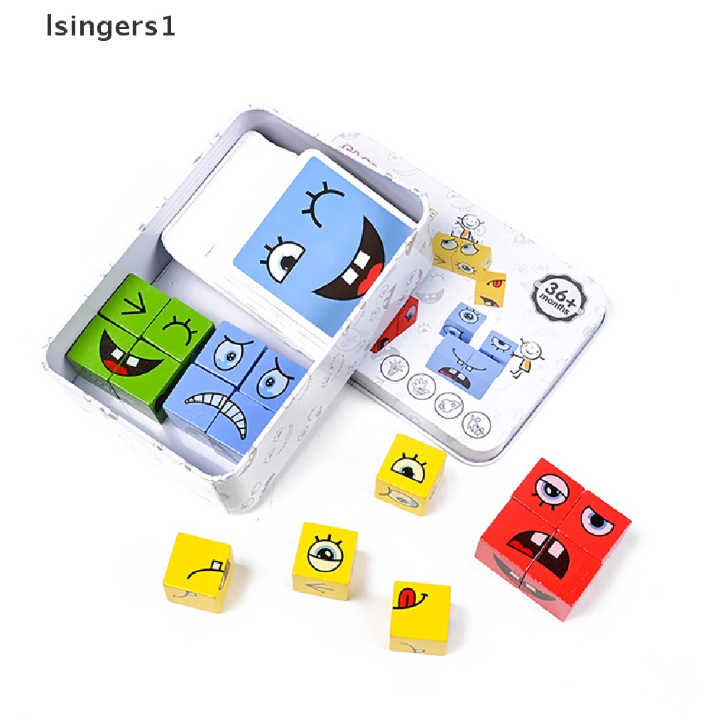 [lsingers1] Mainan Edukasi Anak Emosi Ubah Ekspresi Puzzle Cube Table Games Butik