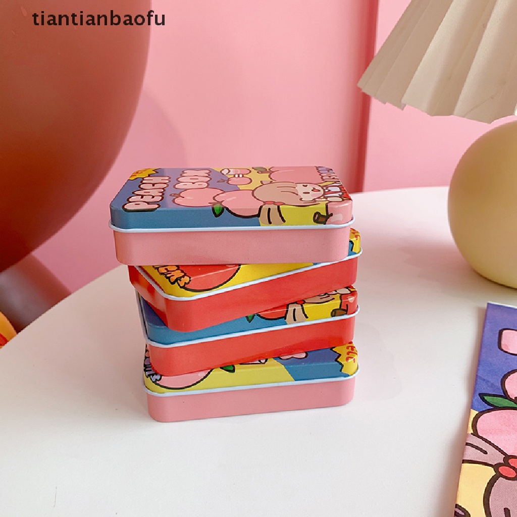 [tiantianbaofu] Lucu Storage Box Organizer Untuk Tangan Akun Stiker Penyimpanan Permen Perhiasan Tinplate Box Stationery Organizer Butik