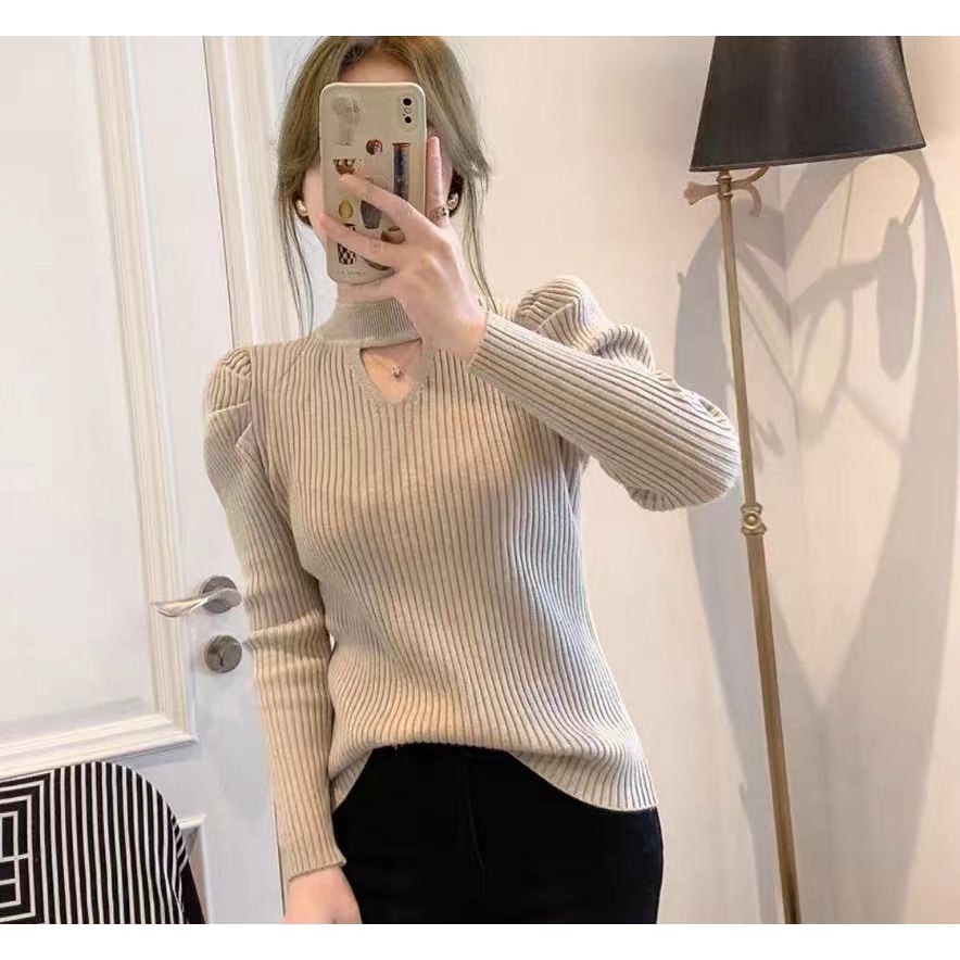 TELLY ➡️ BJ-011 Atasan Wanita Korean Style Lengan Panjang Turtleneck Rajut Import Premium