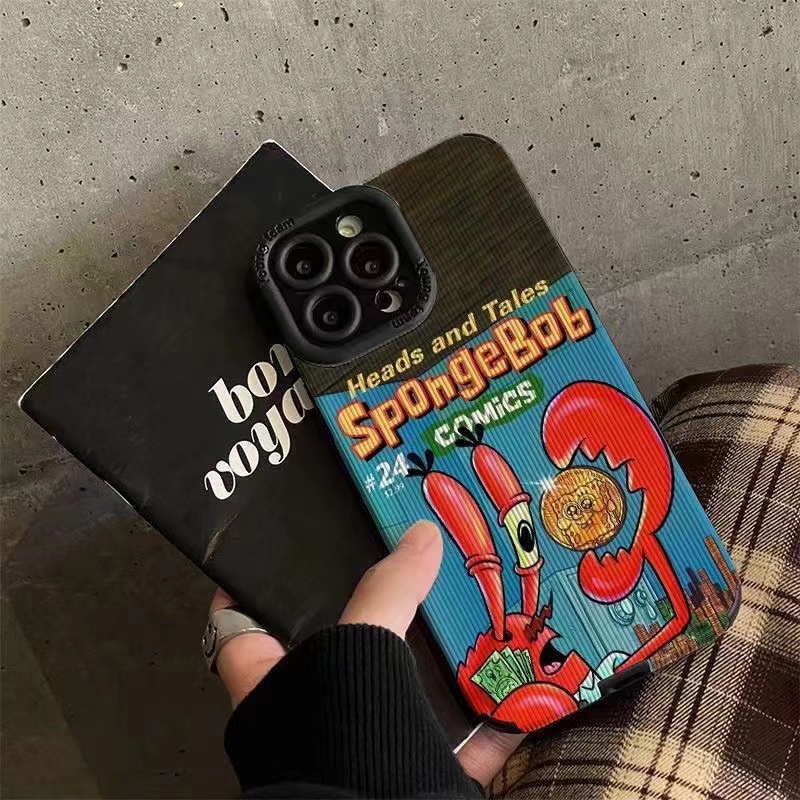 Leather Gold Mr Krabs Soft Case iP iPhone 6S 7 8 Plus SE 2020 X XR XS Max 11 12 13 14 Pro Max 14 Plus 12 13 Mini