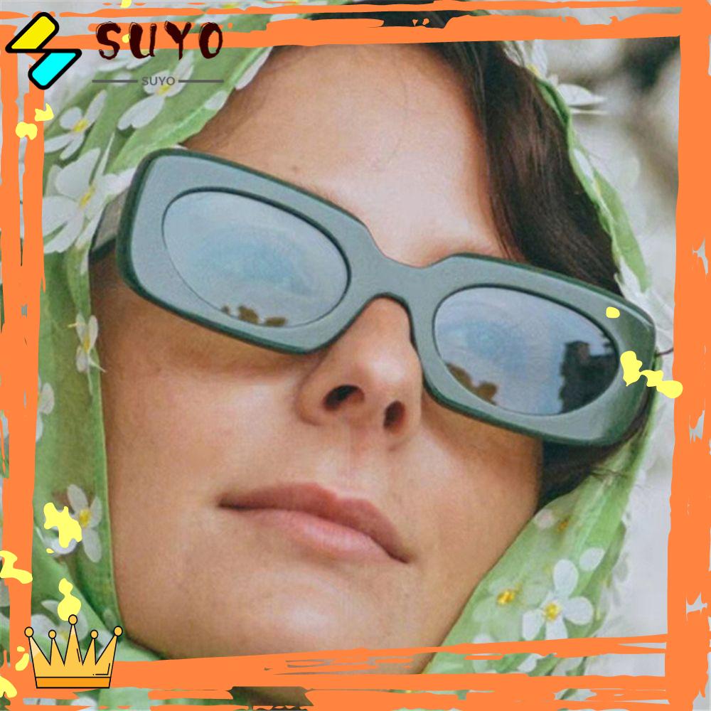 Suyo Wanita Kacamata Hitam Populer Vintage Eyewear Rectangle Sunglasses