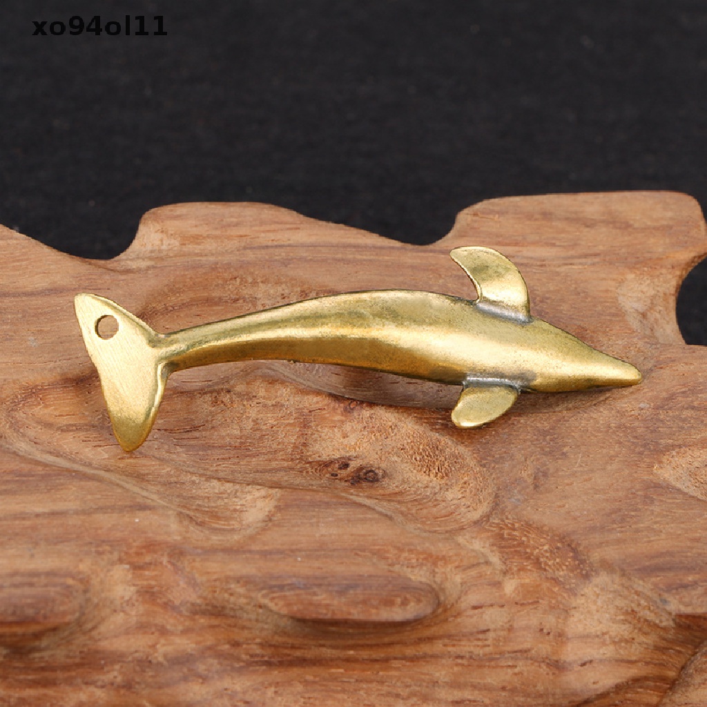 Xo Kuningan Solid Dolphin Ornamen Vintage Hewan Dekorasi Desktop Patung Miniatur Teh Pet Home Decor OL