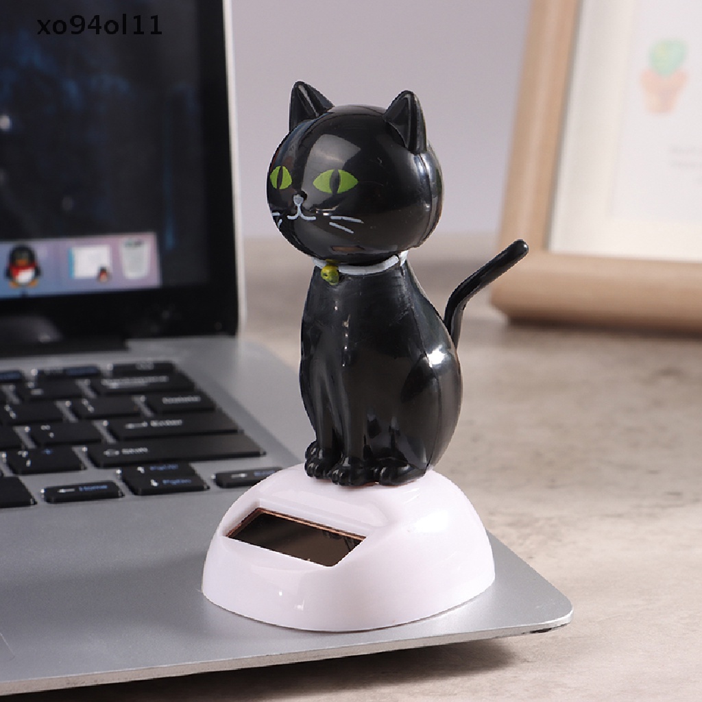 Xo Kucing Hitam Tenaga Surya Goyang Solar Powered Mainan Bobble Kepala Figure Dancing Mainan Hadiah OL