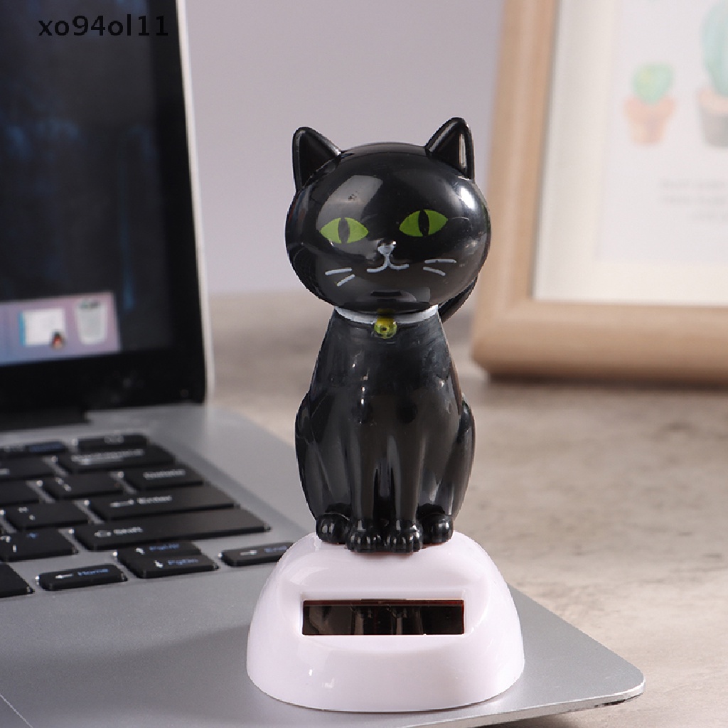 Xo Kucing Hitam Tenaga Surya Goyang Solar Powered Mainan Bobble Kepala Figure Dancing Mainan Hadiah OL