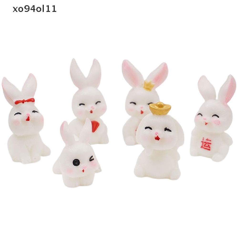 Xo 10Pcs Lucu Mini Luminous Resin Bunnies Ornamen Miniatur Angka Kelinci Micro OL