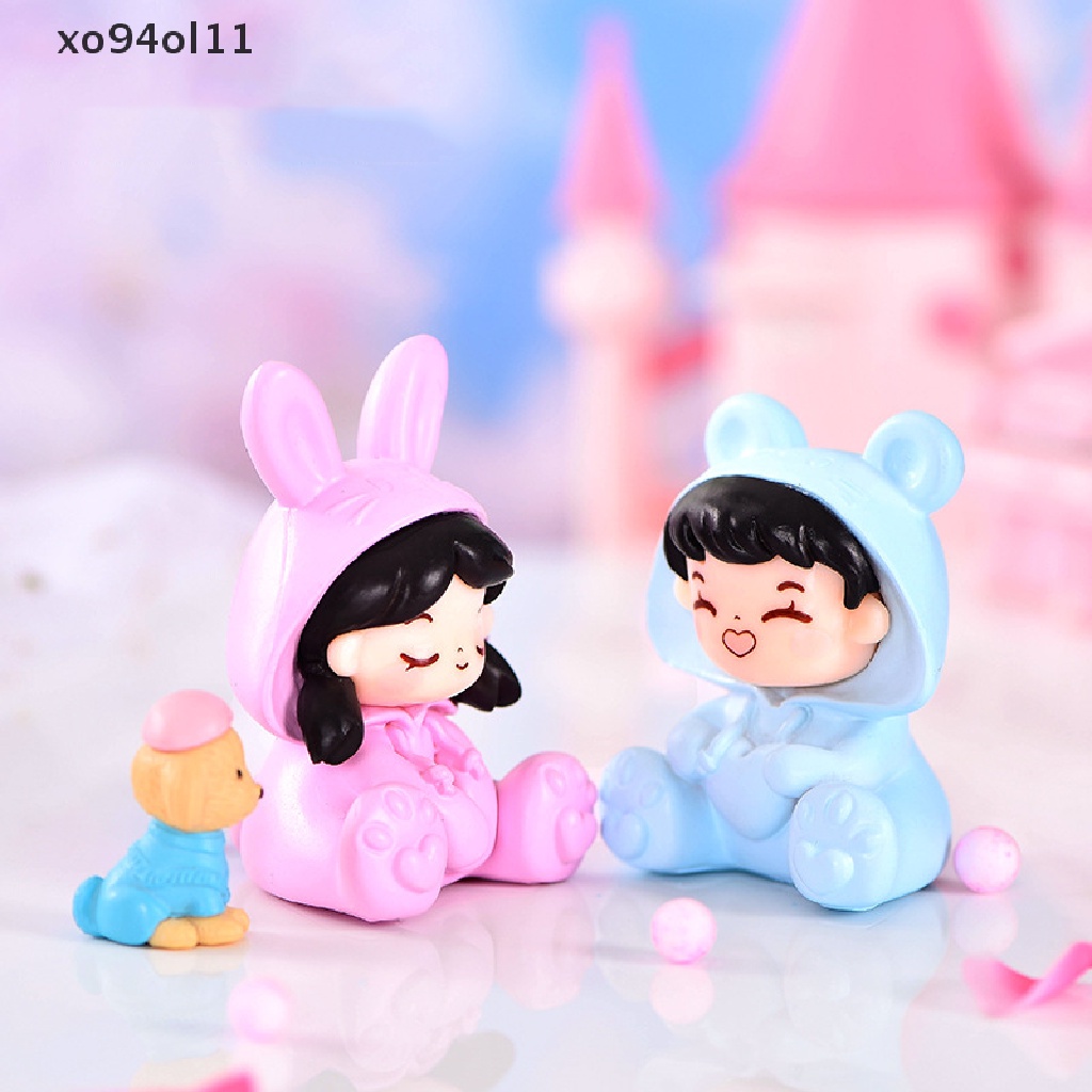 Xo 1pasang Piyama Lucu Pasangan Kekasih Miniatur Pemandangan Ornamen Dekorasi Rumah Boneka OL