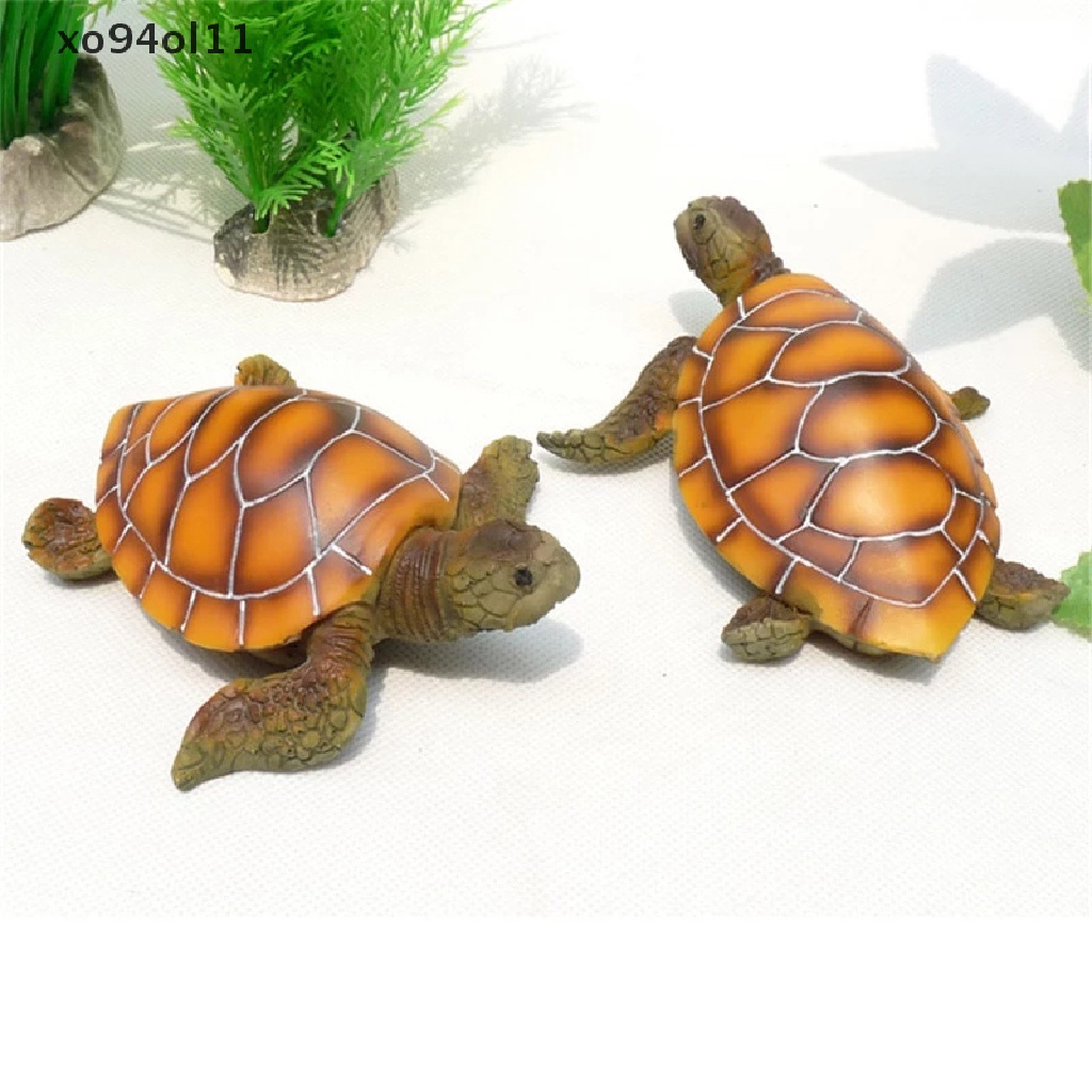 Xo Stylish Aquarium Ornamen Polyresin Turtle Ikan Artificial Decor OL