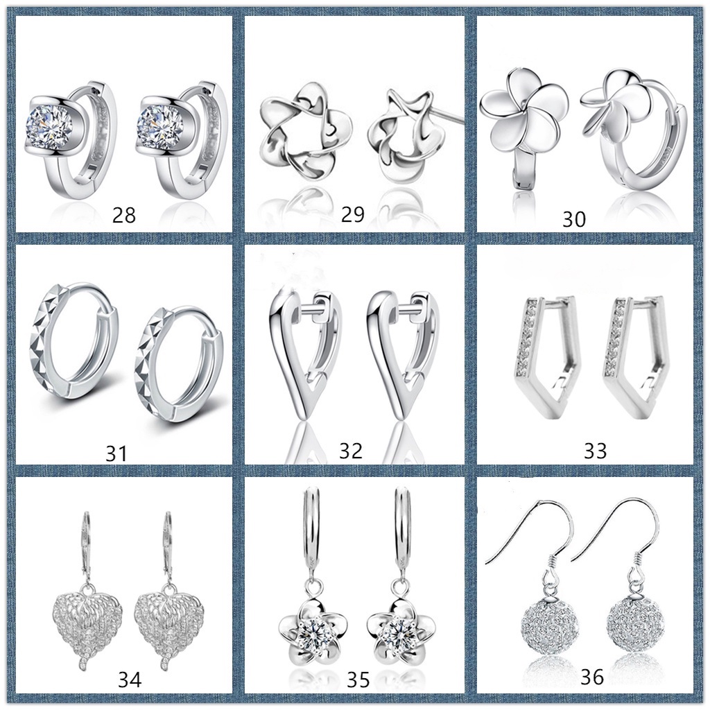 Goldkingdom Fashion Jewelry Accessories Ready Stock Hikaw for Woman Tindik Stainless 50 gaya Hypoallergenic S925 Sterling Wanita Perak Anting Berlian Dan Manis Piercing Earings Untuk Wanita