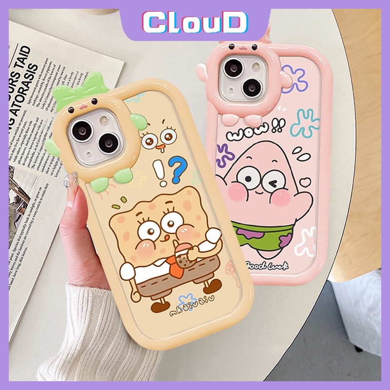 Untuk Samsung A13 A14 A12 A04 A52 A50 A31 A52s A32 A03 A11 A21s A23 A02s A04s A51 A30s A53 A04E A71 A03s A73 A22 A33 A50s Cute Patrick Star SpongeBob 3D Ikatan Simpul Monster Lens Case