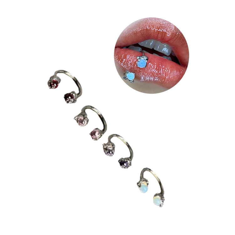 1buah Cincin Bibir Titanium Tulang Rawan Labret C Non-Piercing Klip Manset Tragus Helix Tindik Bibir