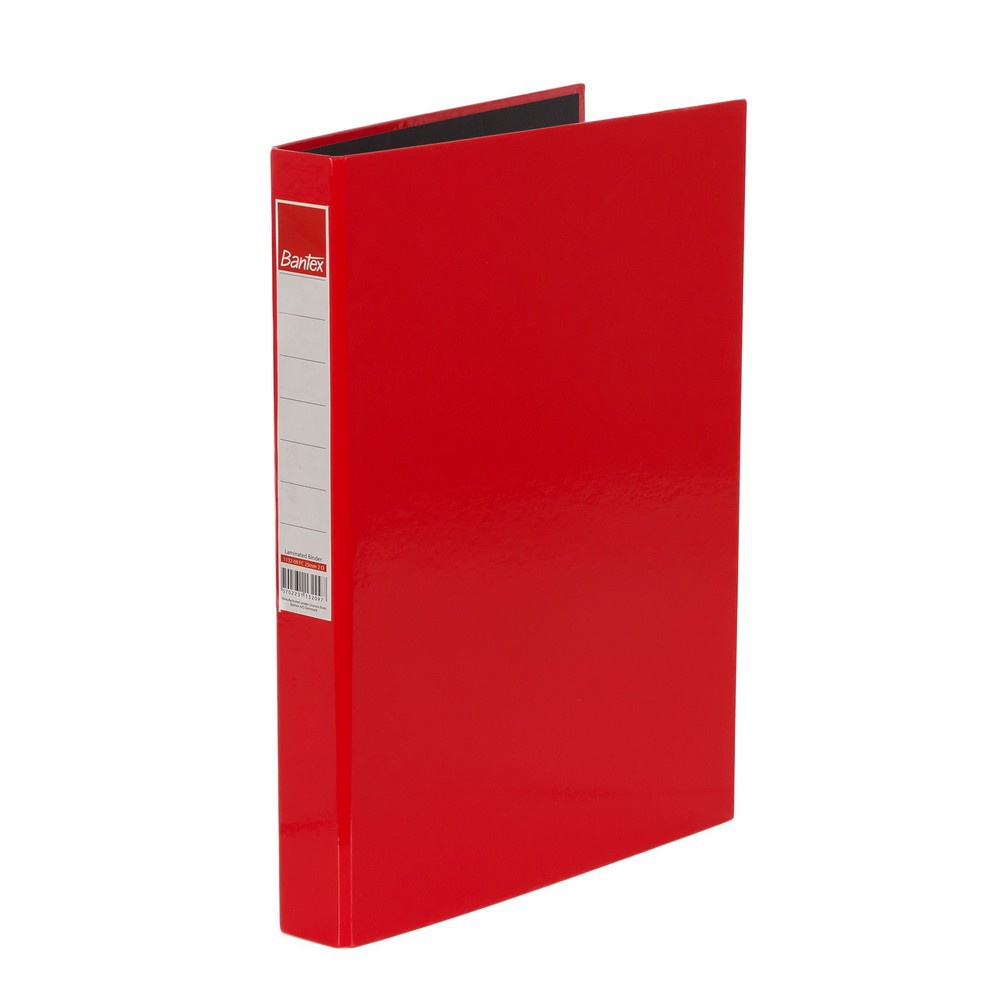 

Bantex Laminated Binder Glossy 2 Ring Folio F4 25mm Red
