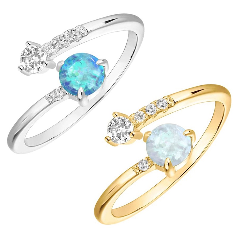 Korea Opal Berputar Anxiety Rings Untuk Wanita Warna Emas Zirkon Kawin Cincin Adjustable Gadis Anti Stres Gelisah Perhiasan Hadiah