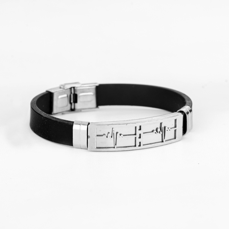 Z H Perhiasan Vintage Hip Hop Rock Stainless Steel Sonic Gelang Silikon Untuk Pria Dan Wanita Fashion Pasangan Gelang Hip Hop Pesta Perhiasan Aksesoris