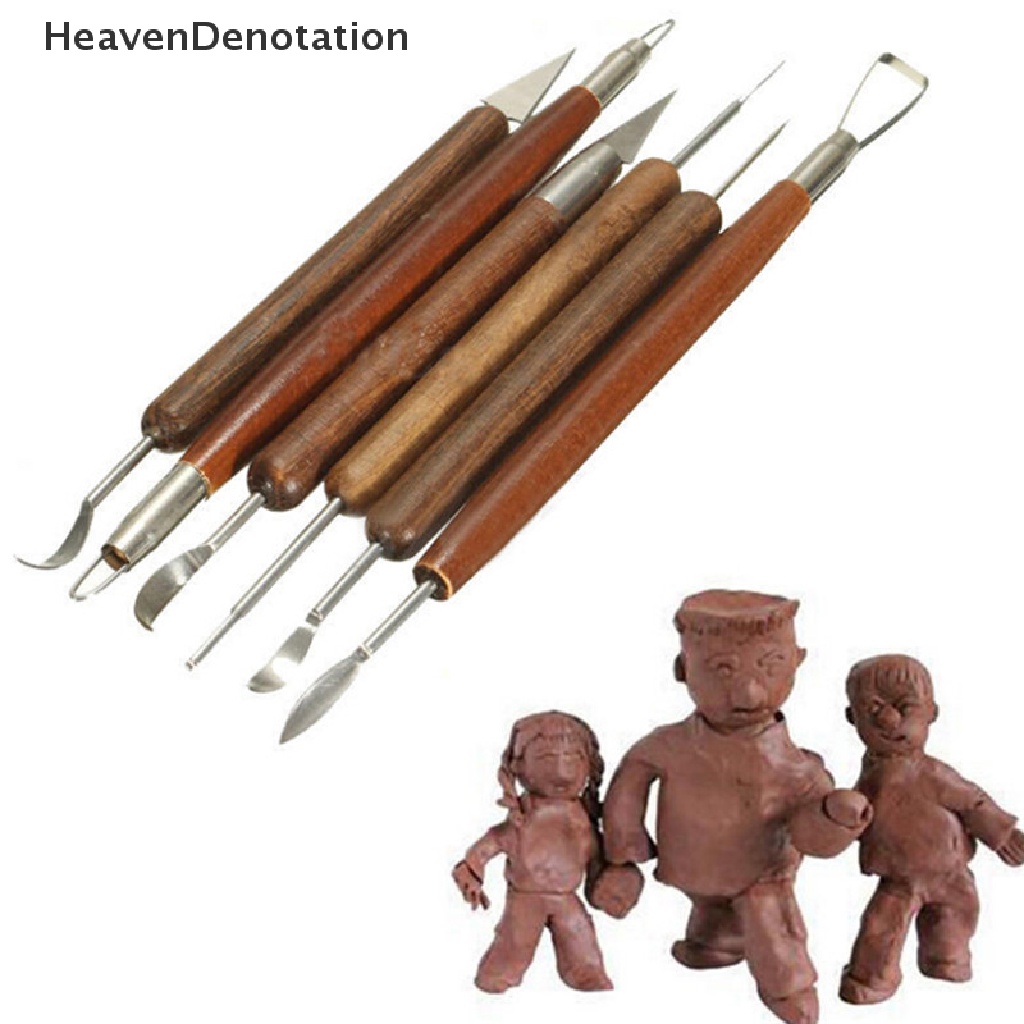 [HeavenDenotation] 6 Pcs Clay Sculpg Lilin Ukir Tembikar DIY Alat Pembentuk Pemodelan Polimer Hadiah HDV