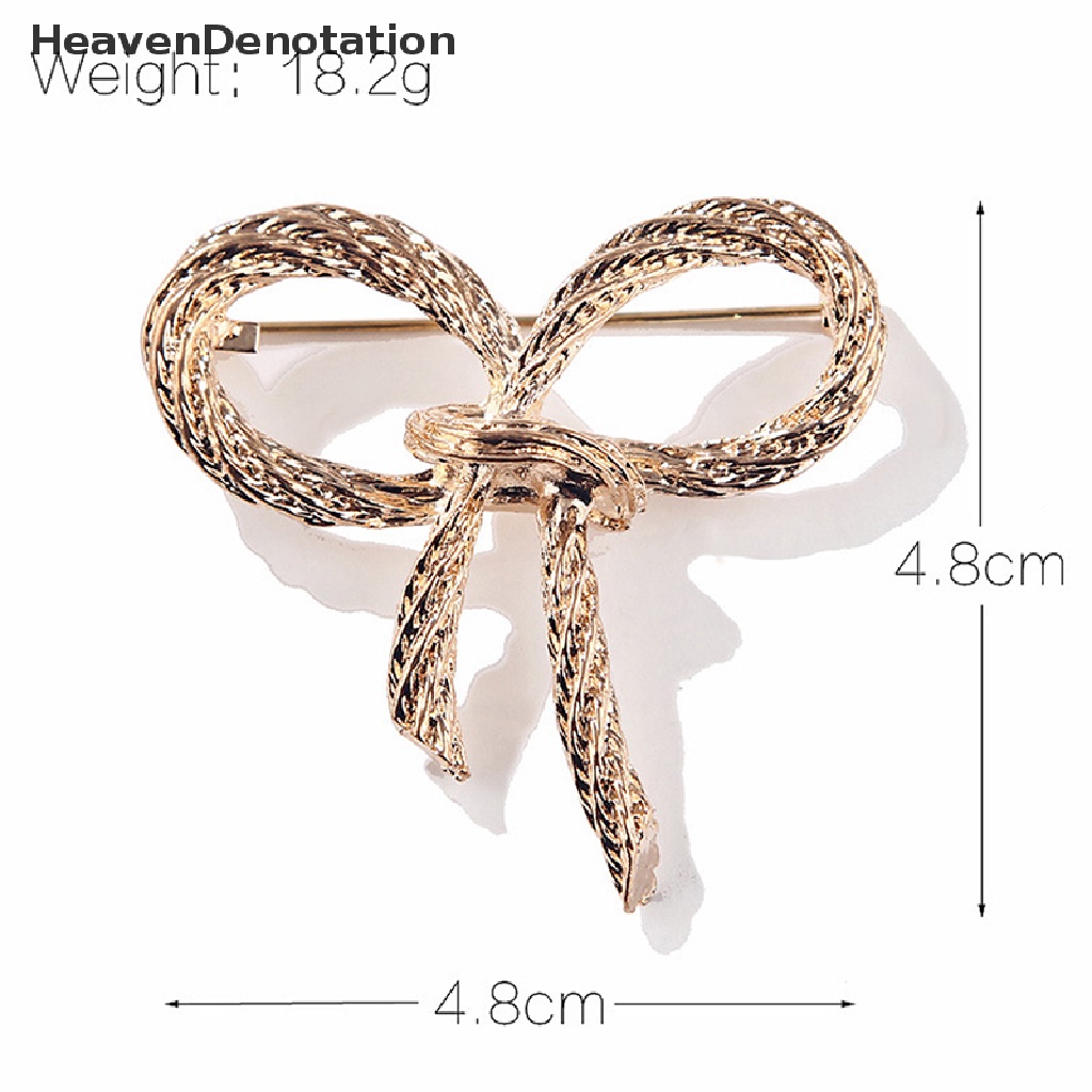 [HeavenDenotation] Mode Busur Bros Untuk Wanita Ikatan Simpul Bros Pin Safety Lapel Pin Brooch Pernikahan Perhiasan Aksesoris HDV