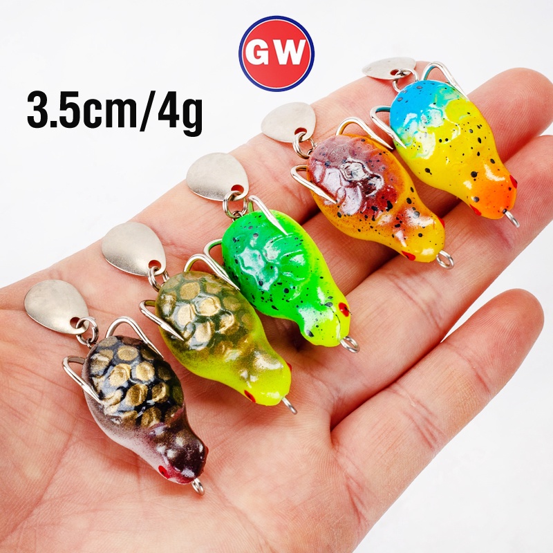 3.5 Cm/4g Buatan Umpan Kodok Lembut Topwater 1 Pcs Memancing Toman Snakehead Lure Dengan Kait Ganda Likelife Casting Lure Memancing Kodok Mengambang Umpan