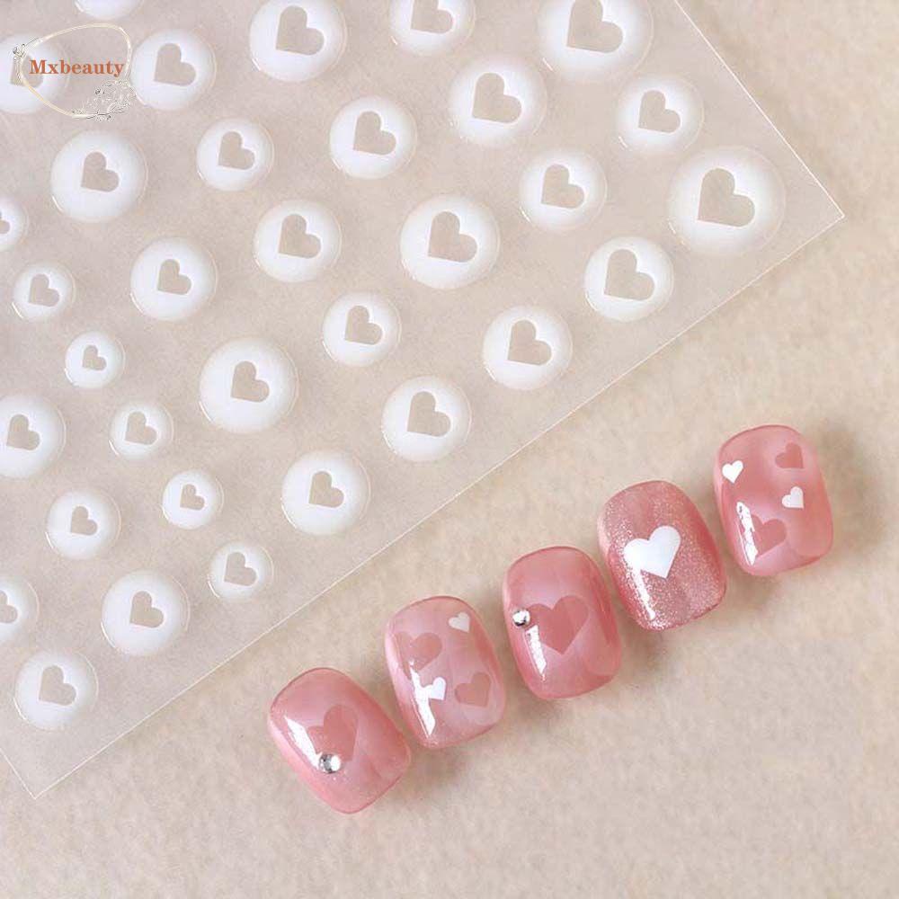 Mxbeauty Stiker Kuku Tembus Cinta Manis Hati Perekat Diri Bintang Berujung Lima Bintang Nail Decals
