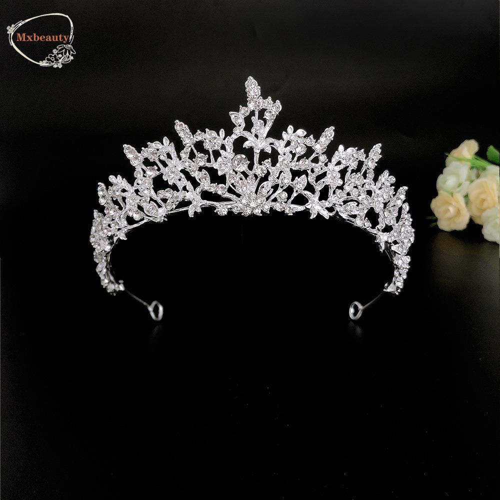 Mxbeauty Baroque Kristal Tiara Putri Mahkota Bar Mitzvah Daun Berlian Imitasi Suasana Mewah Paduan Bridal Headpiece