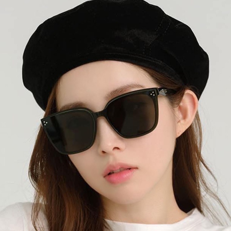 (YUZHU) Kacamata Hitam Bingkai Persegi Oversized Gaya Baru Unisex Klasik Tiga Titik Permen Warna Sunglasses