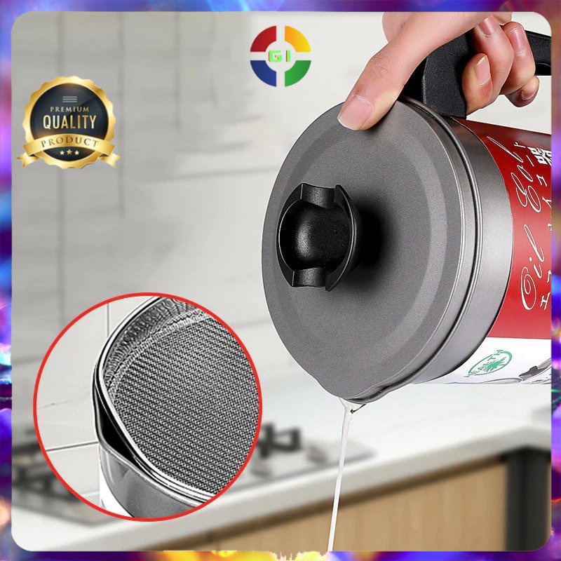 Tempat Saringan Minyak Oil Strainer Pot Stainless Steel 1.4L Gray