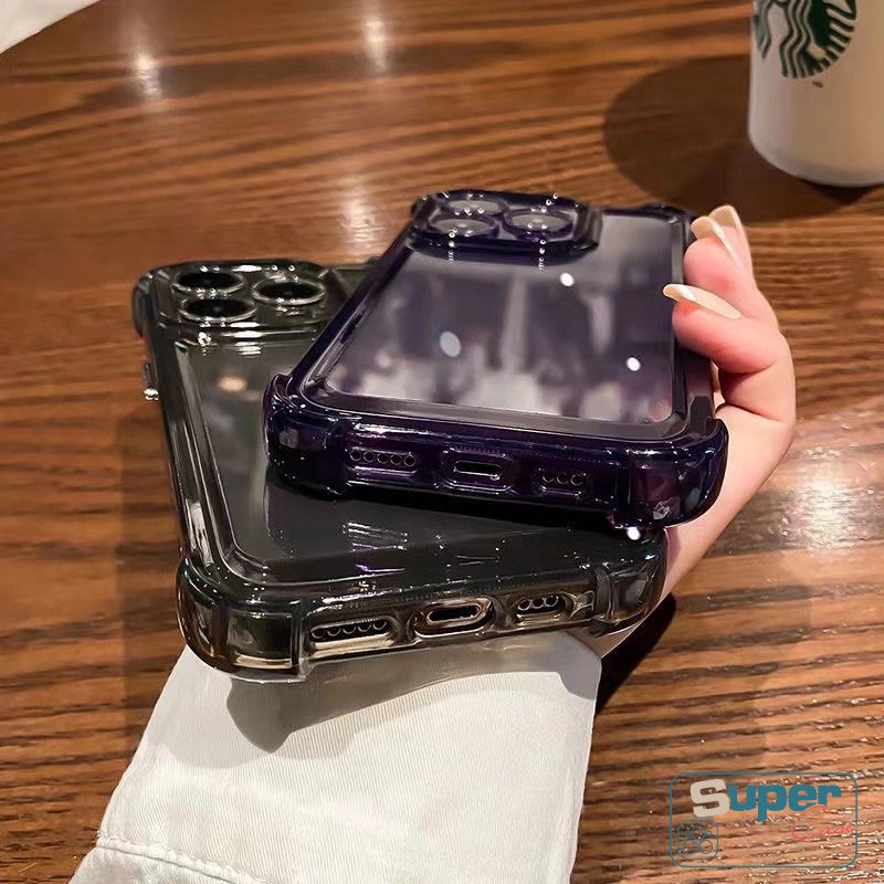 IPHONE Casing Ponsel Dilapisi Plating Tahan Guncangan Kompatibel Untuk Iphone7 8 Plus13 14 12 11 Pro MAX X XR XS MAX Mewah Simple Macaron Warna Permen Transparan TPU Soft Back Cover