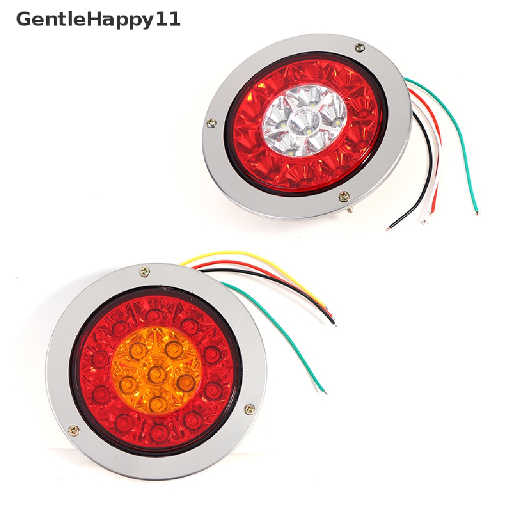 Gentlehappy 16lampu LED Mobil Bulat Amber Red Taillights Rear Stop Rem Running Reverse Lamp id