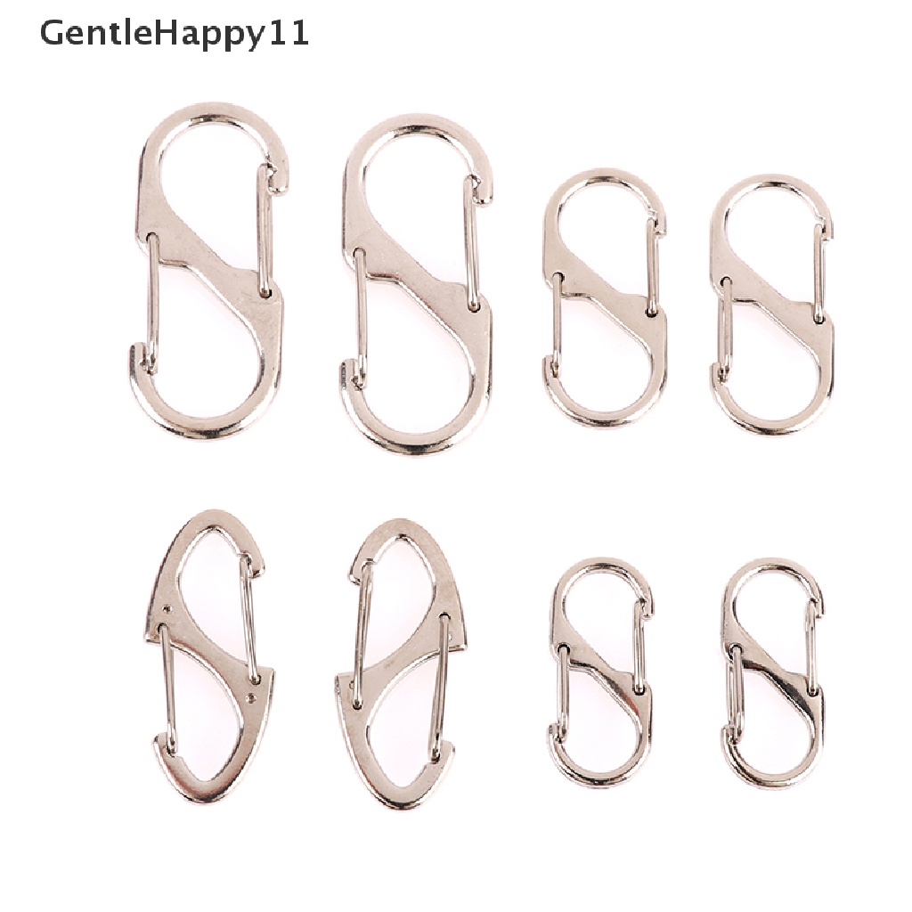 Gentlehappy 10pcs Carabiner Stainless Steel S Type Dengan Kunci Mini Gantungan Kunci Hook id