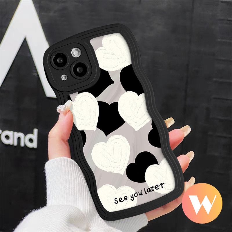 Oil Paint Love Heart Wavy Edge Case For Infinix Hot 9 12 11 10 Play Note 12 G96 10Pro Smart 6 5 4 Plus Hot 11s 10s 20s 8 12 Pro 12i 20 9 10 10Lite Pink Black Love Soft Tpu Cover