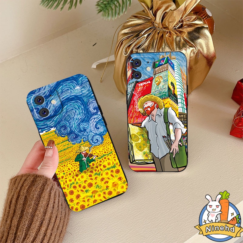 IPHONE Casing Kompatibel Untuk Iphone14 13 12 11 Pro Max X Xr Xs Max8 7 6 6s Plus SE 2020 Van Gogh Art Lukisan Minyak Silikon Casing Ponsel Pelindung Lensa Glossy Shockproof Cover Pelindung