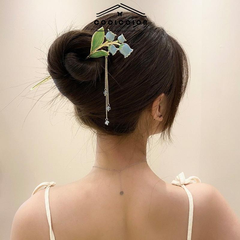 COD❤️Jepit Rambut Mutiara Rumbai Metal Orchid Design Simple Ceruk Aksesoris Fashion- cl