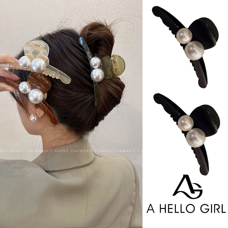 Ahelllogirl 11.5cm * 3.5cm Mutiara Buram Sederhana Klip Rambut Besar High-end Jepit Rambut Perempuan
