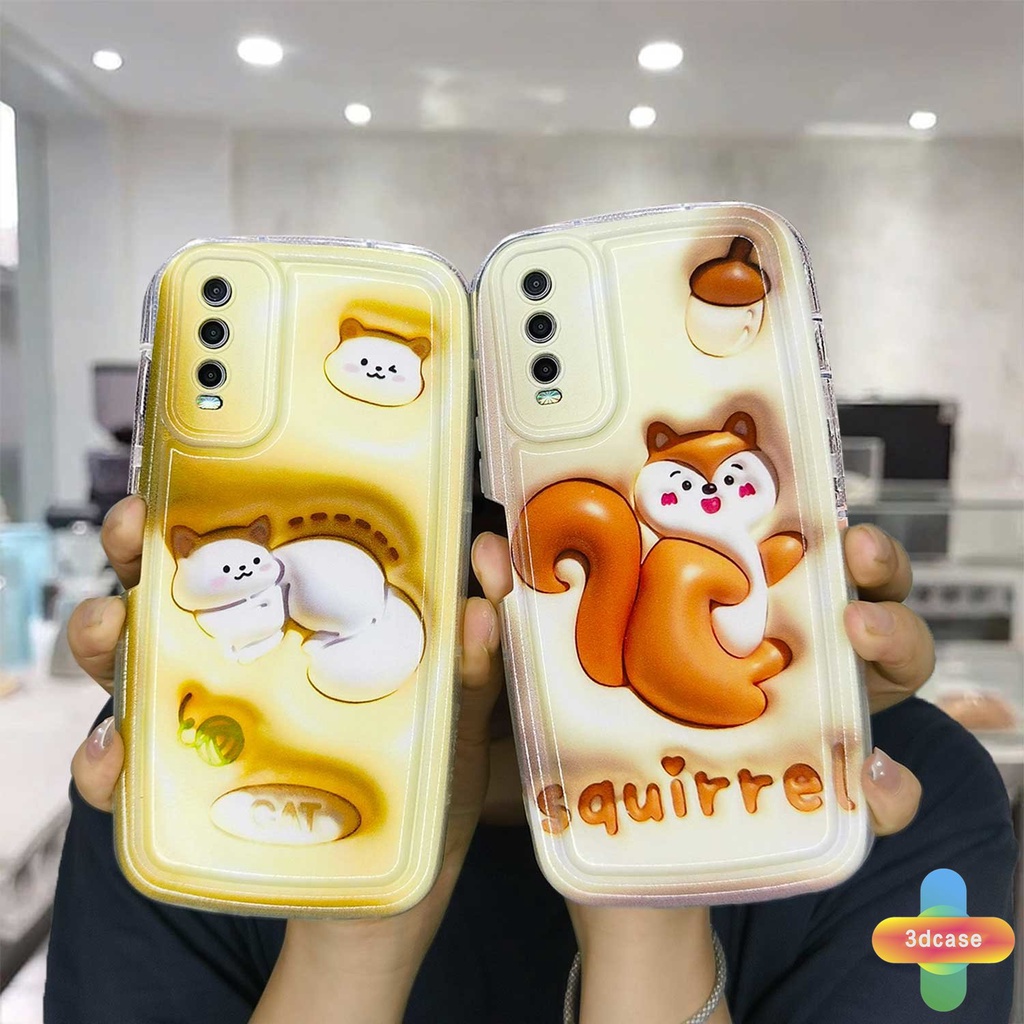 Case VIVO Y16 Y22 Y22S Y02 Y12S Y35 Y12 Y20 Y15S Y15C Y21E Y21G Y91C Y21 2021 Y21A Y21T Y30 Y21S Y20S Y12i Y3S Y33T Y15A Y01 Y01A Y91 Y30i Y93 Y95 Y15 Y17 Y50 Y53S Y51 2020 Y51A Y10 Y33S Y1S Y11 Cartoon  Squirrel Silicone Soap Case