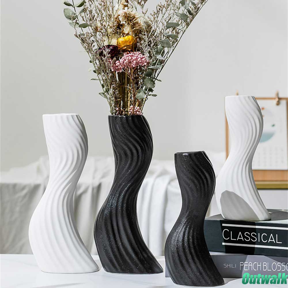Vase Kreatif Vas Keramik Nordic Angsa Leher Melengkung Vas Desktop Ornamen untuk Rumah Kantor Kering Bunga Pampas Rumput Pengaturan Hadiah Dekorasi Rumah