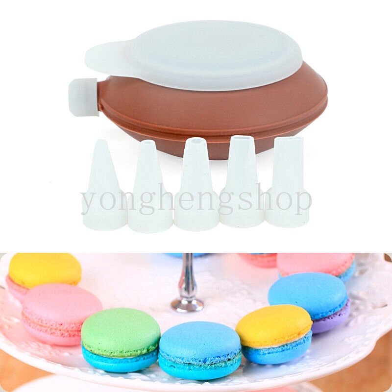 Silikon Muffin Macaron Pot Dengan 5nozel Coklat Selai Extruder Perlengkapan Dekorasi Kue Dapur DIY Dessert Pastry Baking Tool