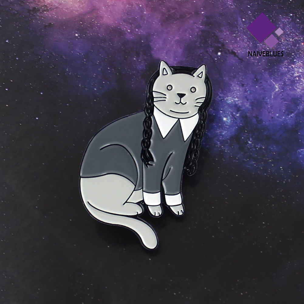 &lt; Naiveblues &gt; Pin Bros Enamel Kucing Kepang Lucu Pakaian Tas Ransel Perhiasan