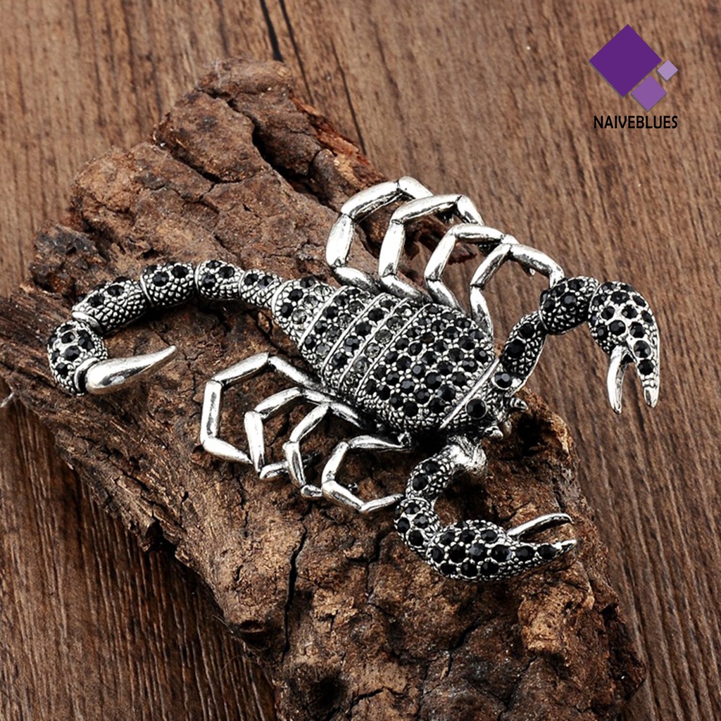 &lt; Naiveblues &gt; Bros Pin Scorpion Rhinestones Perhiasan Berkilau Hewan Pakaian Dekorasi