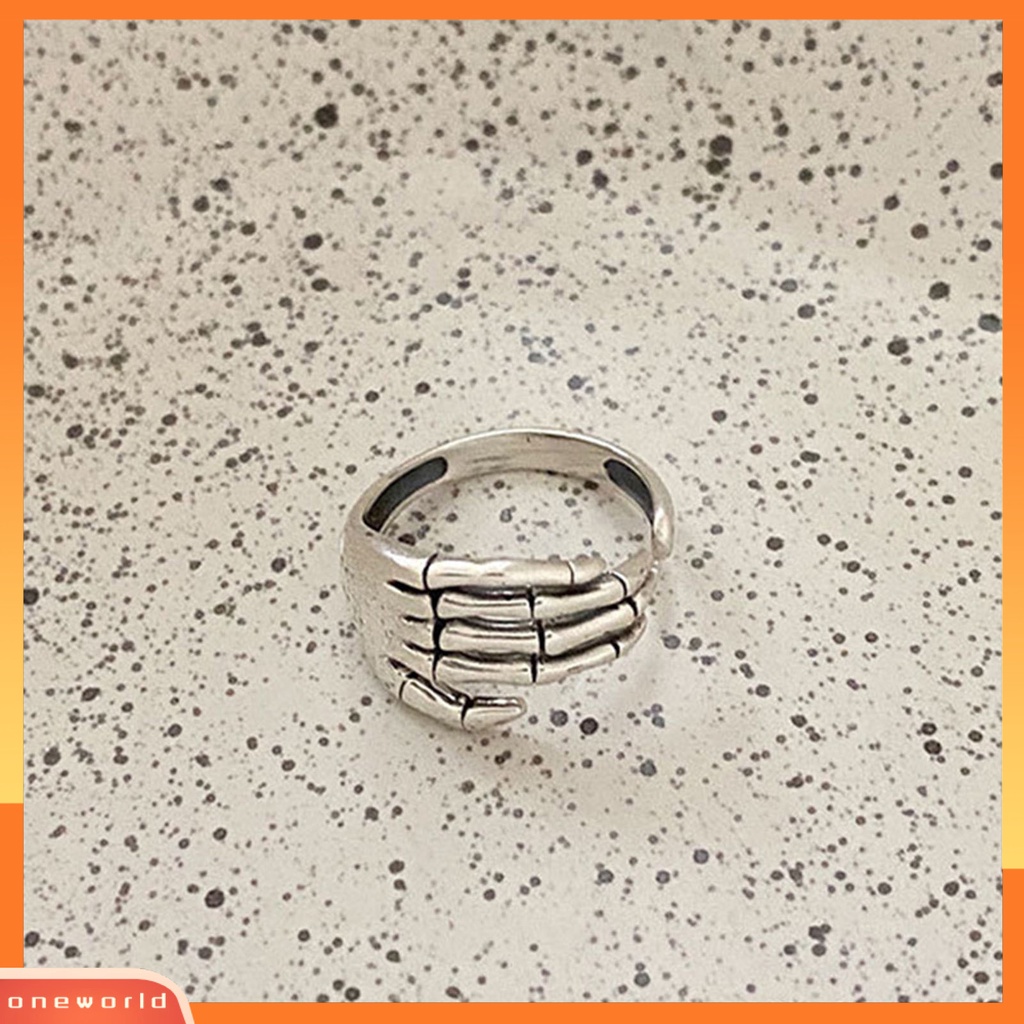 [EONE] Cincin Wanita Tulang Bukaan Tangan Resizable Retro Jewelry Adjustable Finger Ring Untuk Halloween